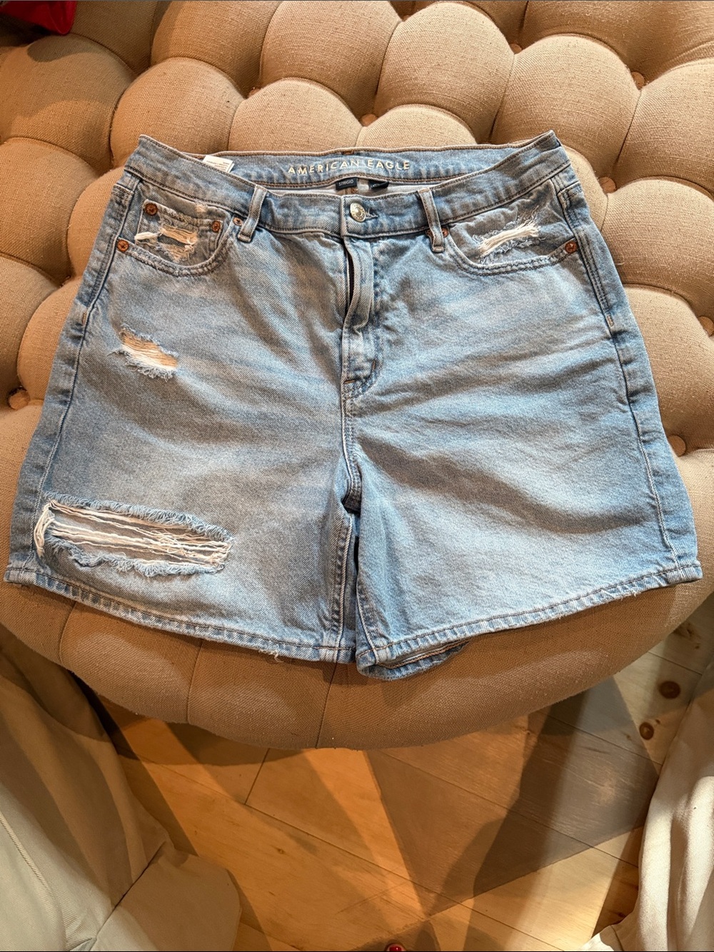 American Eagle Outfitters Light Wash Ripped Denim Shorts